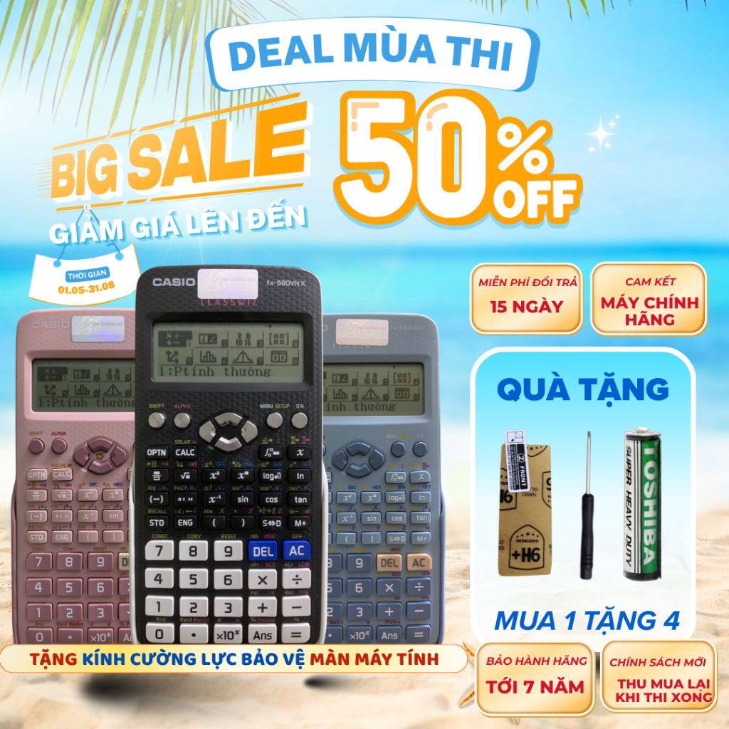 Máy tính CASIO 580VNX CŨ (độ mới 85-99%) | CASIO 580VNX CŨ CHÍNH HÃNG
