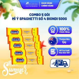 COMBO 5 Gói Mì Ý Spaghetti Số 4 Biondi 500g | Biondi Spaghetti No.4 500g