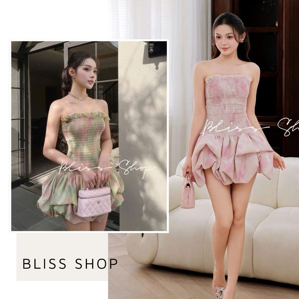 [Thiết Kế Cao Cấp] Đầm Váy Cúp Ngực Dáng Ngắn Bồng Bềnh Xinh Xắn Sang Chảnh  Bliss Shop - V843