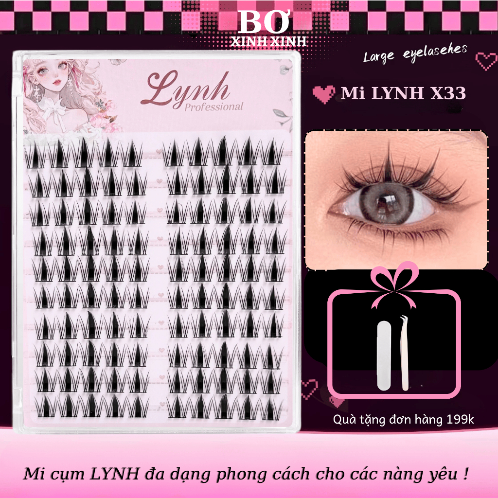 Lông Mi Giả Mắt Ướt Lynh X33 – Mi Đậm Tự Nhiên Dễ Thương