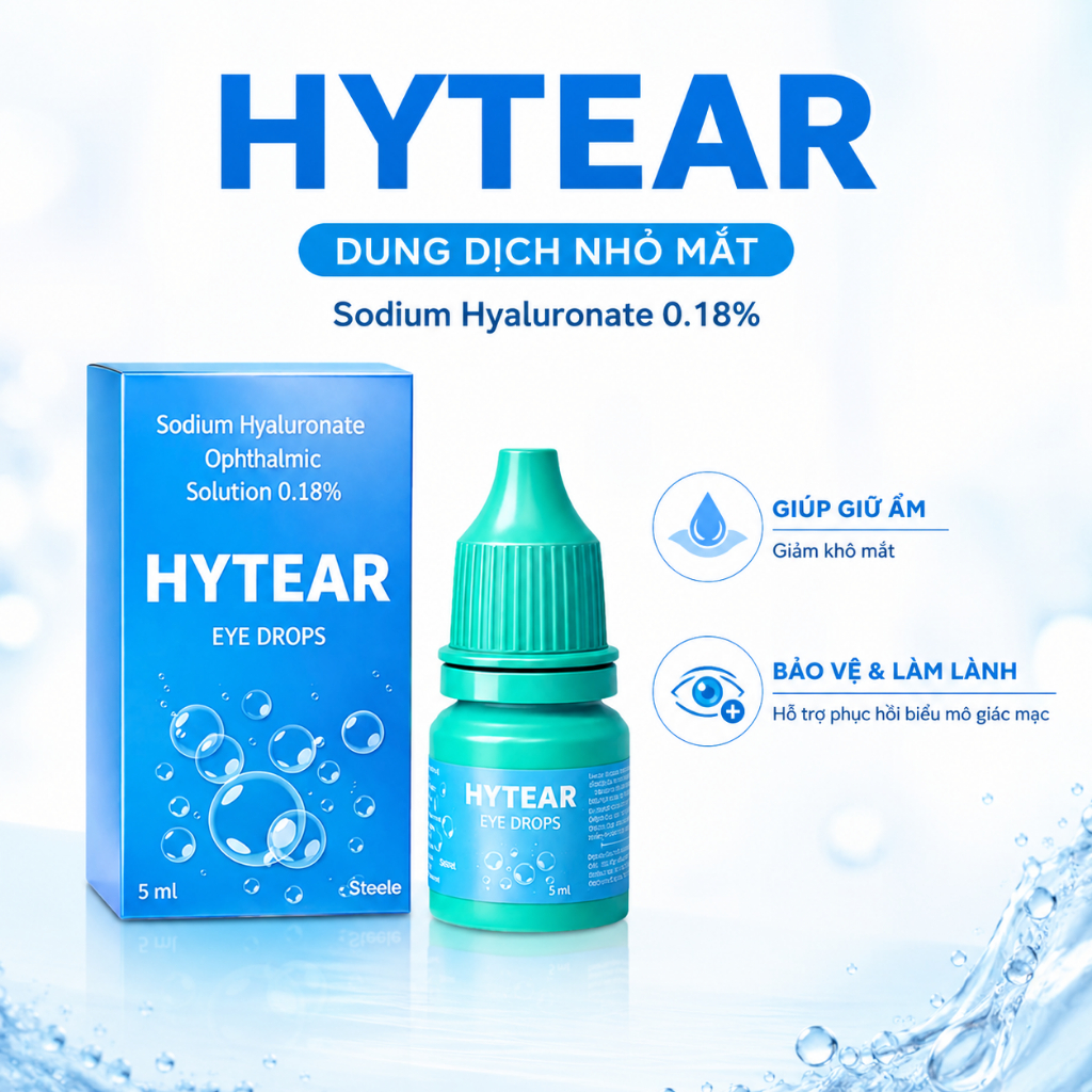 Nước nhỏ mắt Hytear lành tính nhẹ dịu cho mắt giúp dưỡng mắt, chống khô mắt