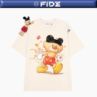 Áo thun FIDE Mickey phông unisex form rộng local brand nam nữ cổ tròn oversize - AT298 (Kèm gấu)