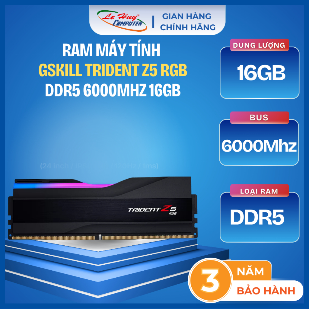 Ram PC GSkill Trident Z5 RGB DDR5 6000Mhz 16GB (F5-6000J3636F16GX1-TZ5RK) - Hàng Chính Hãng