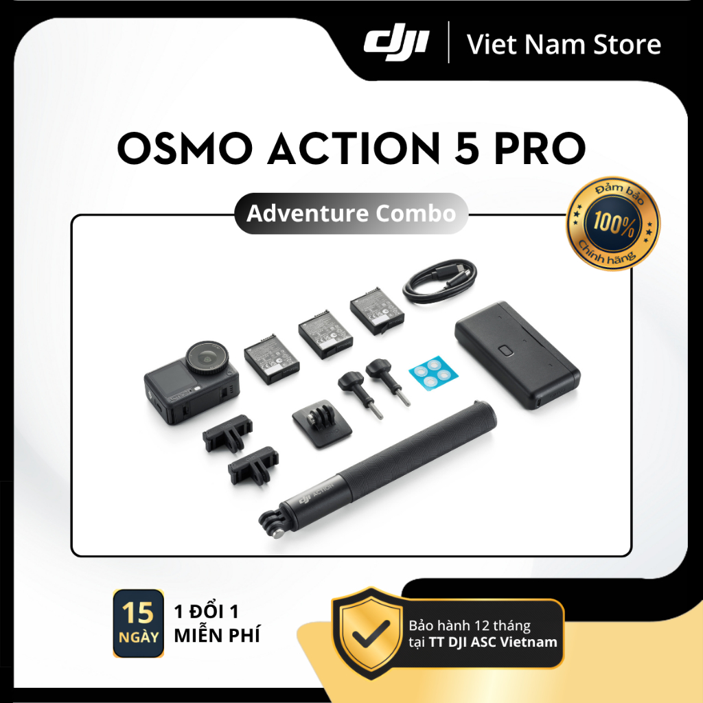 [Bảo Hành Chính Hãng] Camera Hành Động DJI Osmo Action 5 Pro Adventure Combo | Quay 4K SuperNight