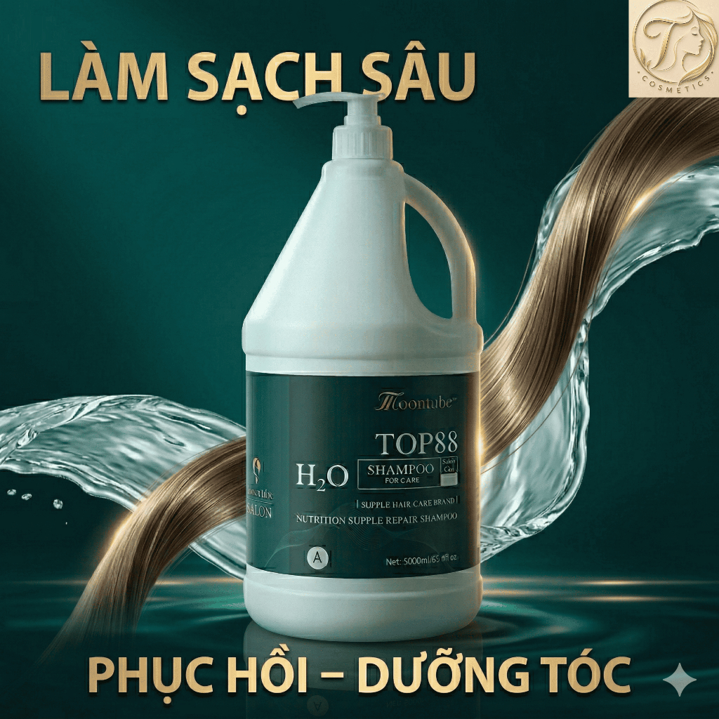 Dầu Gội Moontube H2O TOP88 – Phục Hồi Tóc Khô Xơ, Làm Sạch, Dưỡng Tóc Mềm Mượt 5000ml