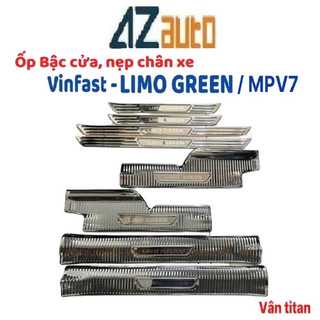Ốp bậc cửa, nẹp bước chân xe Vinfast Limo green / VF MPV7 (CHỮ VINFAST) vân Titan hàng cao cấp