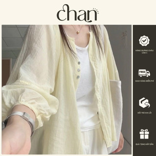 Áo sơ mi mỏng cổ tròn tay phồng tông màu pastel phong cách hàn quốc M238 ( không kèm áo trong )