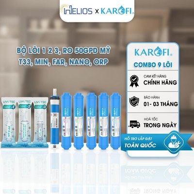 Combo 9 Lõi Lọc Nước Karofi Chính Hãng (RO Vỏ Màng) - Dùng Cho Máy RO K9I-1A, K9IQ-2A (123456789)