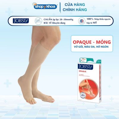 Vớ Y Khoa Cao Cấp Mỏng JOBST Opaque - Vớ Gối, Màu Da, Hở Ngón, Áp Lực 20-30mmHg, 2 Chiếc (Tất Y Khoa)