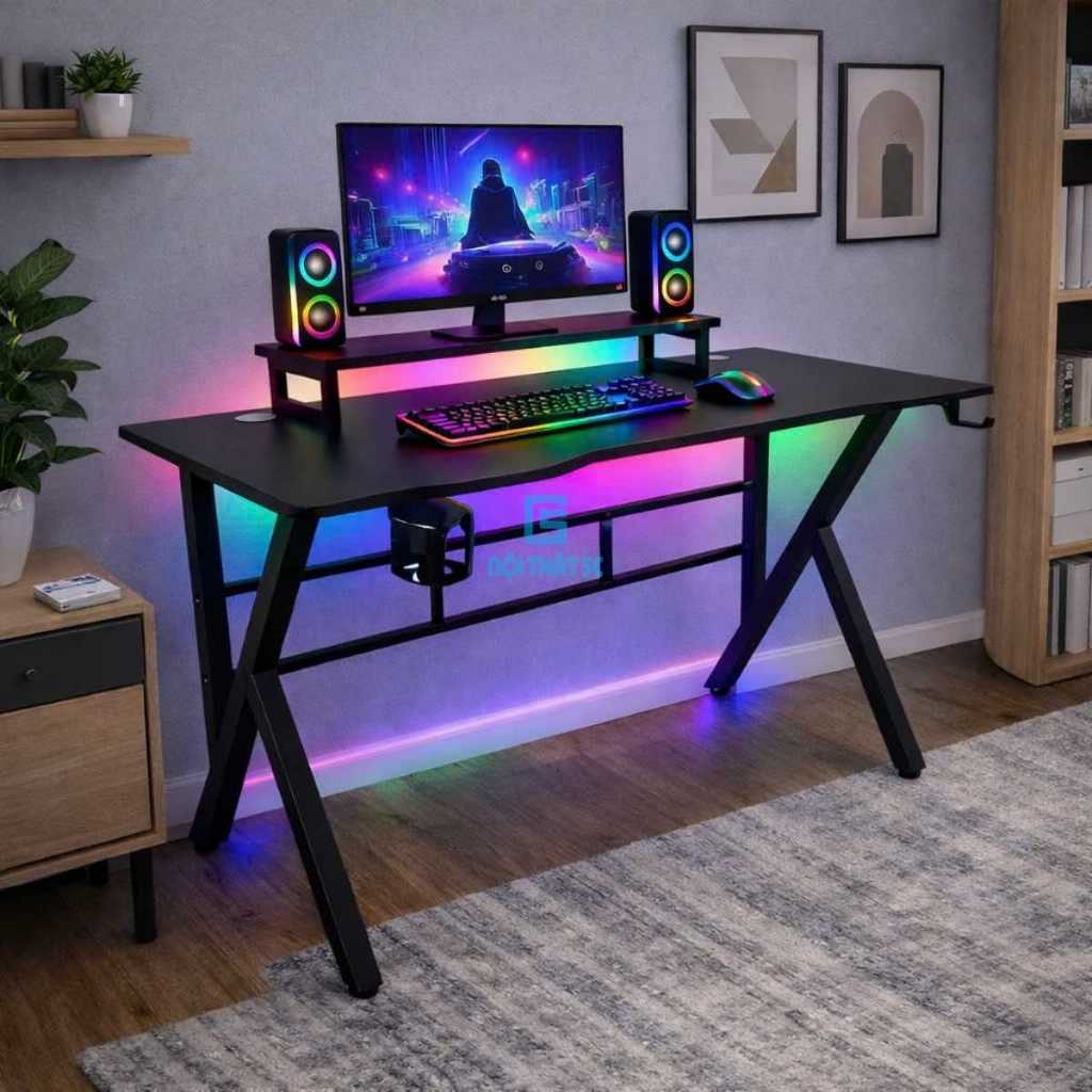 Bàn gaming, bàn làm việc nhiều kích thước 1m2, 1m4 mặt gỗ công nghiệp MDF phủ melamine