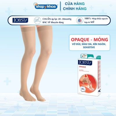 Vớ Y Khoa JOBST Opaque Sensitive [Da nhạy cảm] - Vớ Đùi, Màu Da, Kín Ngón, Áp Lực 20-30mmHg, 2 chiếc (Tất Y Khoa)