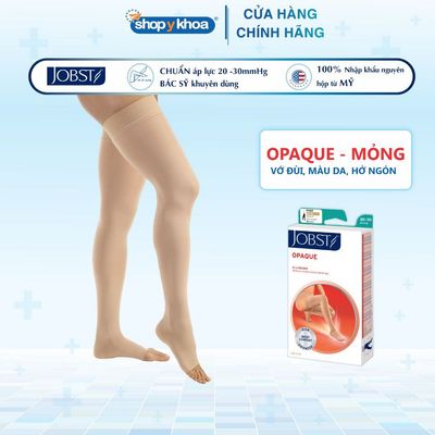 Vớ Y Khoa Cao Cấp Mỏng JOBST Opaque - Vớ Đùi, Màu Da, Hở Ngón, Áp Lực 20-30mmHg, 2 Chiếc (Tất Y Khoa)