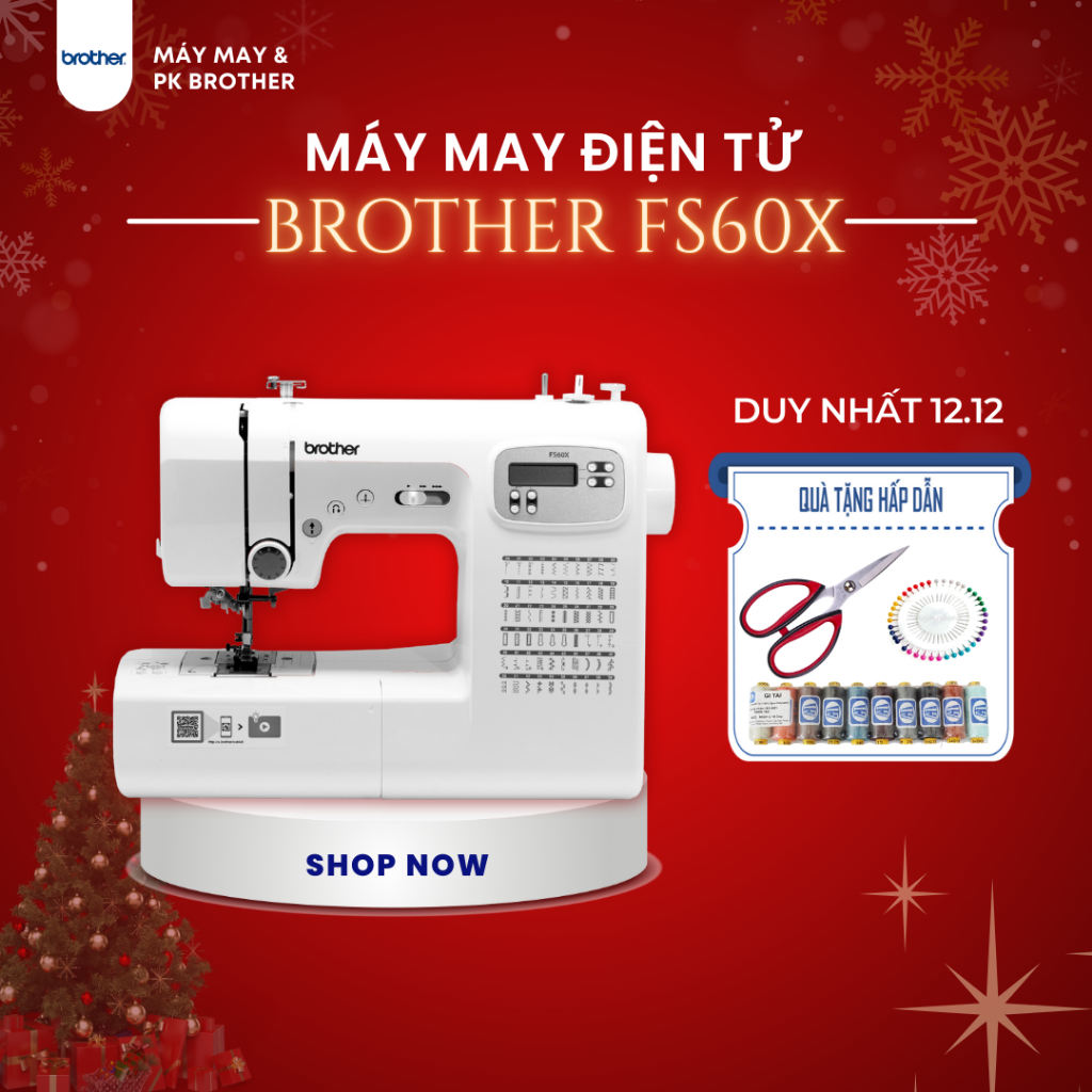Máy May Điện Tử Cao Cấp Nhật Bản Brother FS60X, May tự dồng, màn hình hiển thị LCD, BH 2 năm