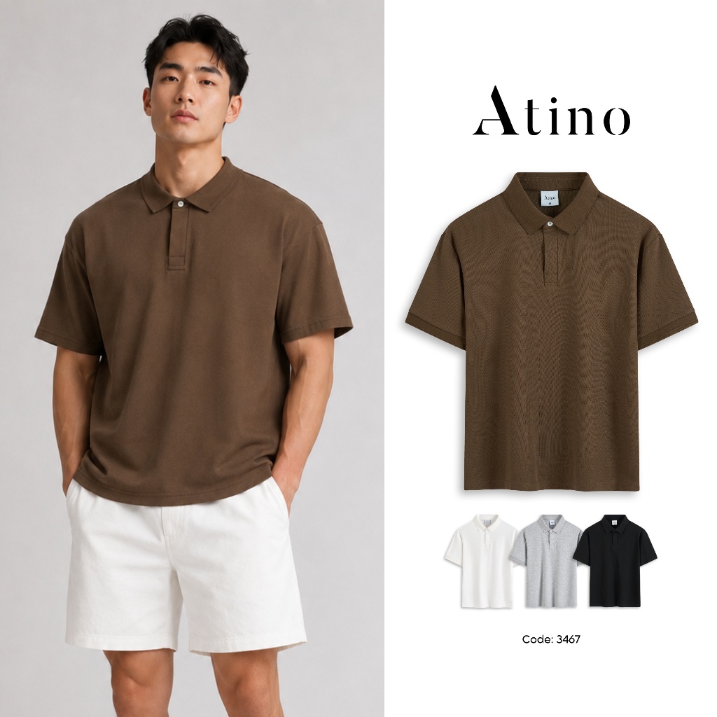 Áo Thun Polo Nam Cao Cấp ATINO Form Rộng Trẻ Trung  Thoáng Mát Ít Nhăn L.4.3467