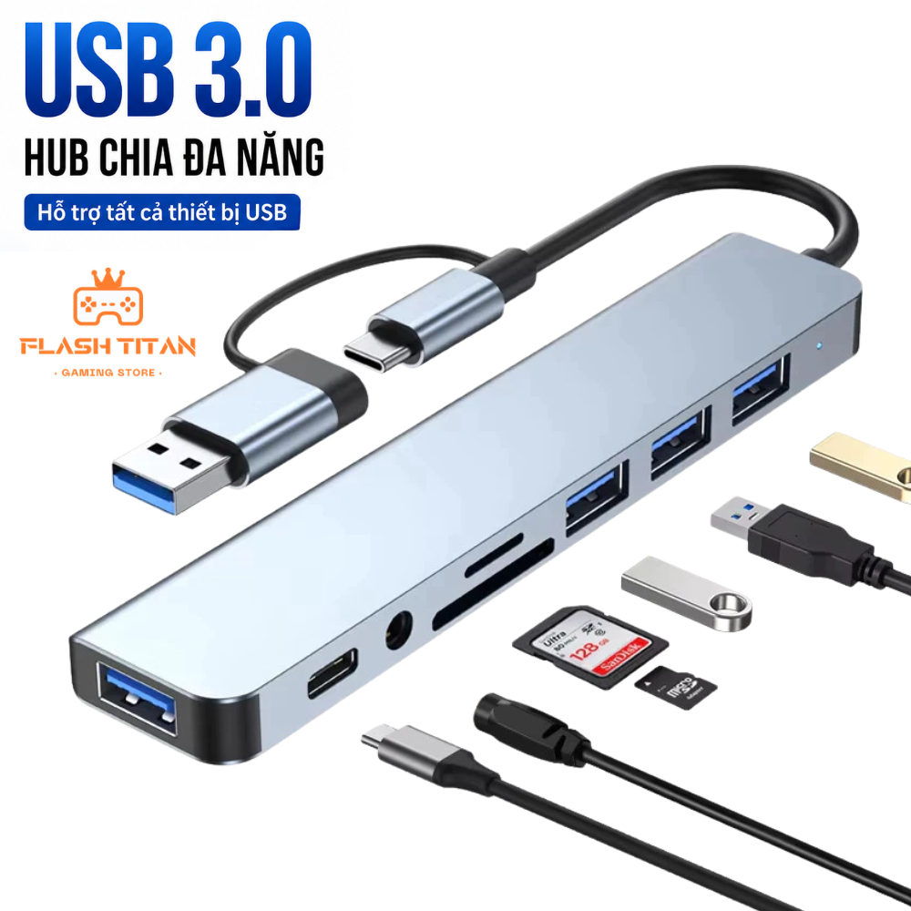 HUB chia cổng USB KingFast 8 in 1 Chuyển đổi, mở rộng cổng type C sang HDMI, USB,PD,TF dùng cho macbook laptop ipad,pc | BigBuy360 - bigbuy360.vn