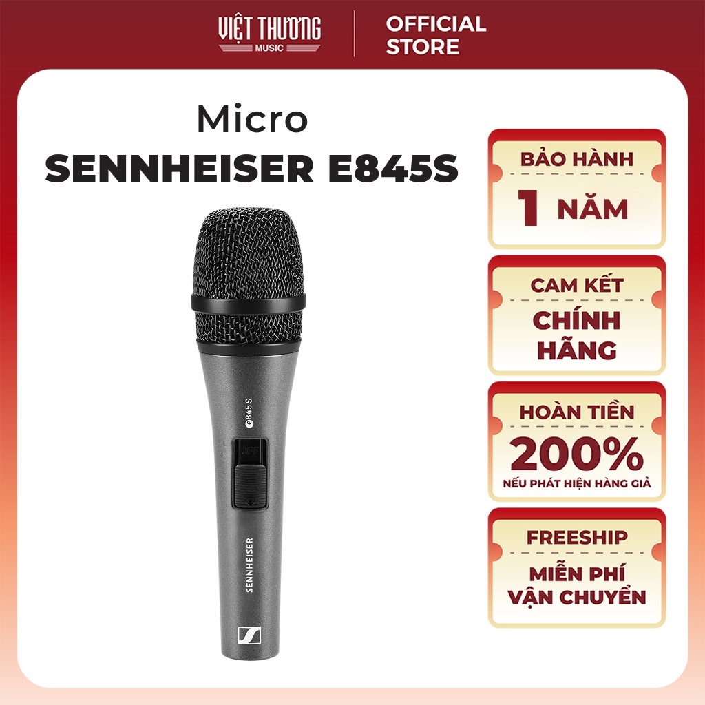 Micro Có Dây Chính Hãng Sennheiser E845S Dynamic Cardioid Karaoke, Biểu Diễn - Việt Thương Music
