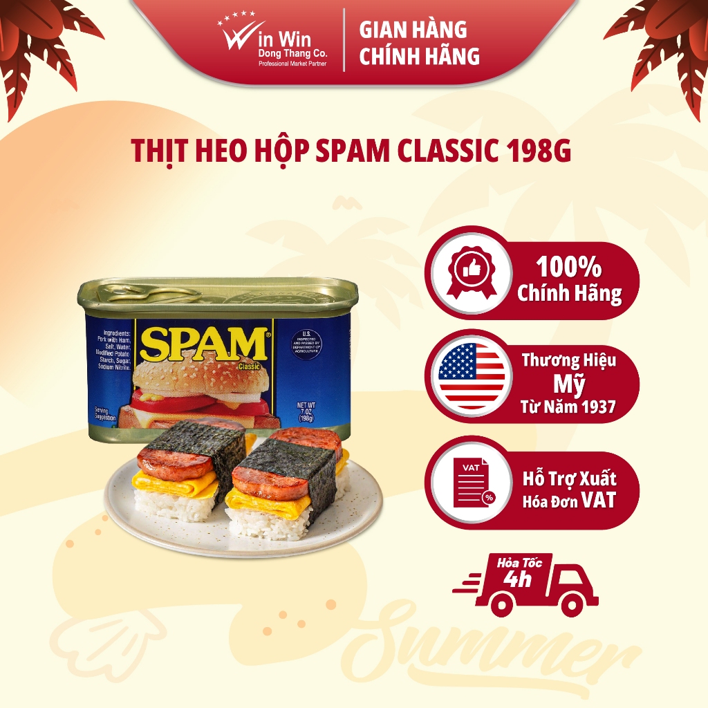 Thịt Heo Hộp SPAM Classic 198g - Nhập Khẩu Mỹ | Hormel SPAM Classic 198g