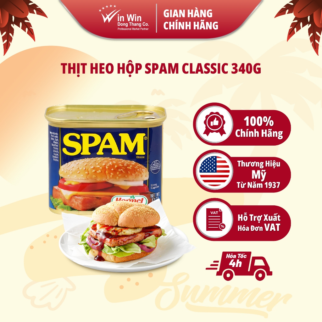 Thịt Heo Hộp SPAM Classic 340g - Nhập Khẩu Mỹ | Hormel SPAM Luncheon Meat 340g