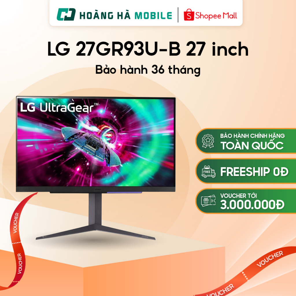 Màn hình Gaming LG 27GR93U-B (27 inch/UHD/IPS/144Hz/1ms) - Chính hãng