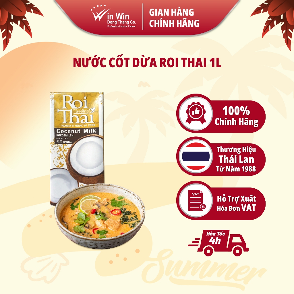 Nước Cốt Dừa Roi Thai 1L - Nhập Khẩu Thái Lan | Roi Thai Coconut Milk 1L