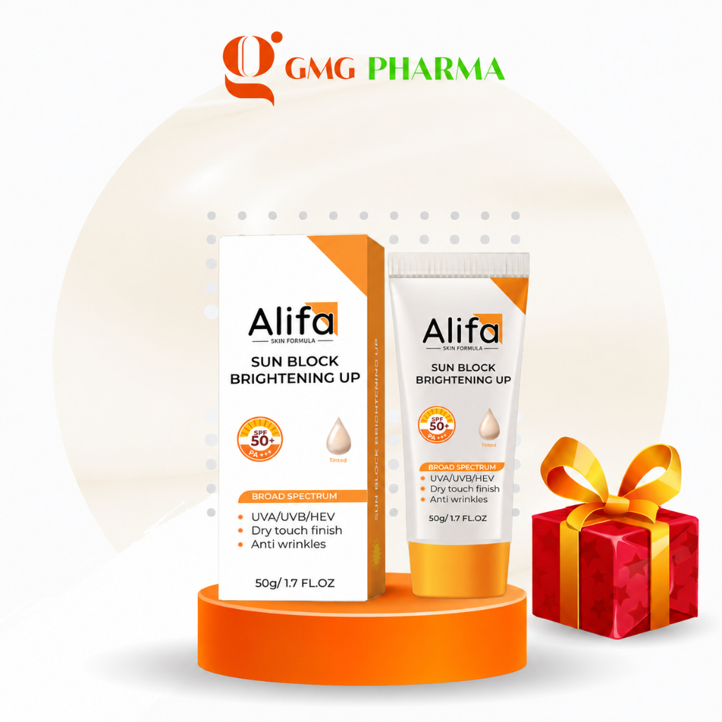 Kem chống nắng Alifa Sun Block Brightening Up 50g SPF50+ PA+++ dưỡng da nâng tone