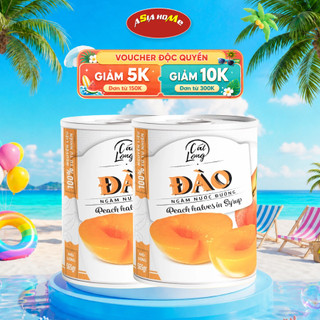 Combo 2 Lon Đào Ngâm Nước Đường Cát Long Đóng Lon 565g – ASIA HOME Chính Hãng
