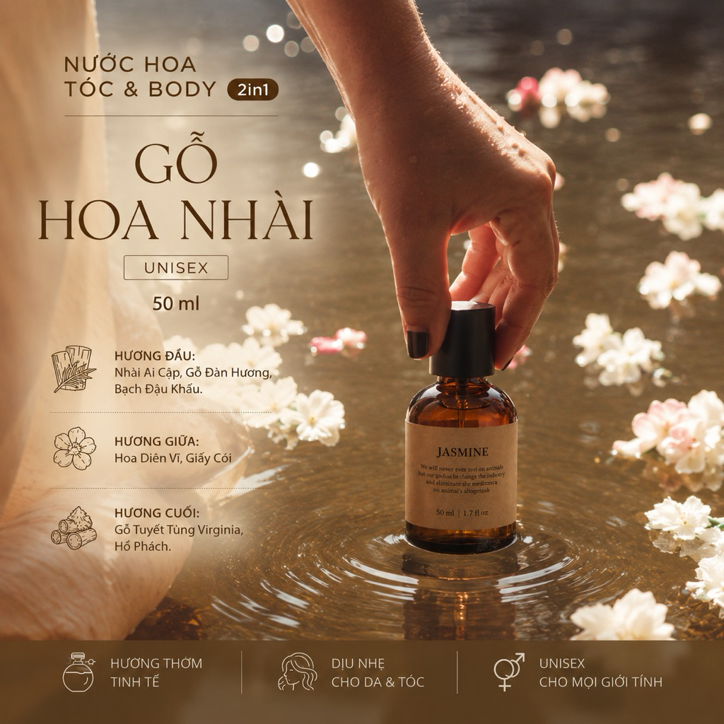 NƯỚC HOA TÓC & BODY 2in1- Gỗ Hoa Nhài (UNISEX)