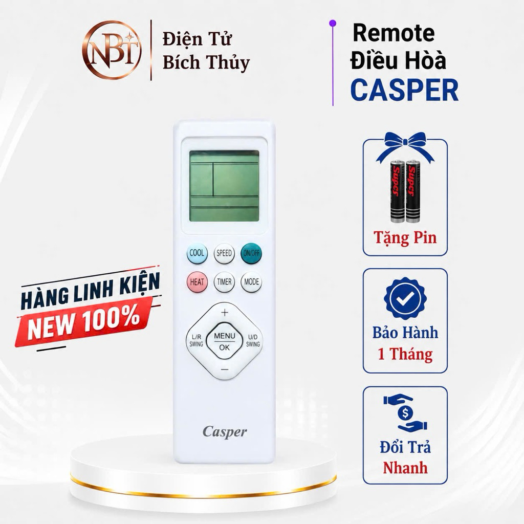 Điều khiển điều hòa CASPER Mã 01 hàng theo máy, remote máy lạnh CASPER 09IS35 - ĐT Bích Thuỷ