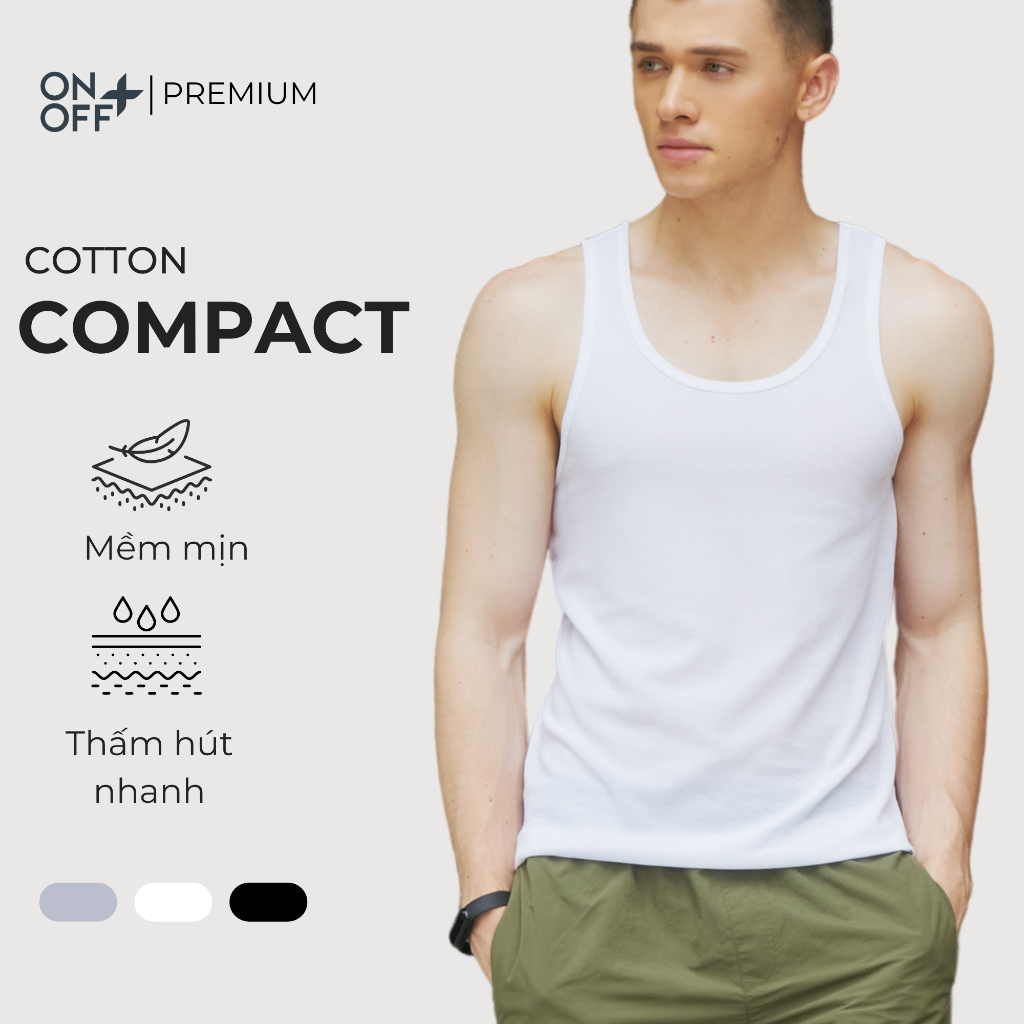 Áo ba lỗ nam cotton compact ONOFF basic thấm hút mồ hôi làm mát nhanh ONOFF 18IA24A017