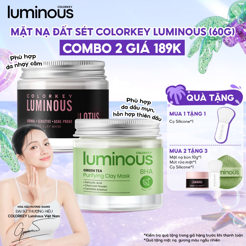 🔥Mặt nạ đất sét phù hợp da nhạy cảm hoặc da dầu COLORKEY LUMINOUS |Hỗ trợ làm sạch sâu, kiềm dầu,  s