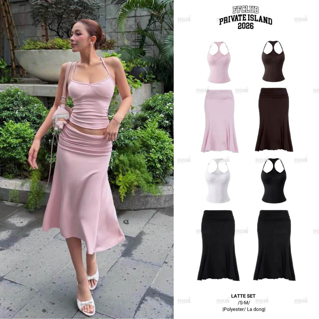 [CÓ MÃ NHIỀU TRONG LIVE] Áo Tanktop ba lỗ kèm Chân váy LATTE FFCLUB
