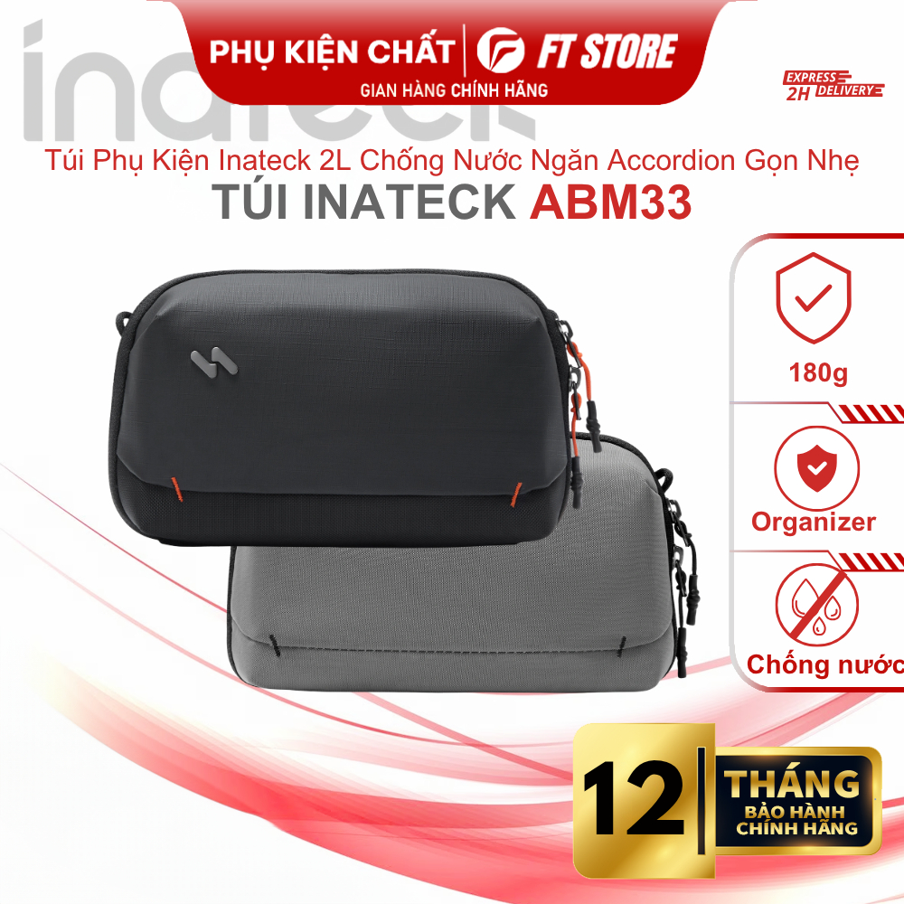 Túi Đựng Phụ Kiện Inateck ABM33 | Organizer Đựng Cáp Sạc, SSD, Hub USB Ngăn Đứng Cao Cấp