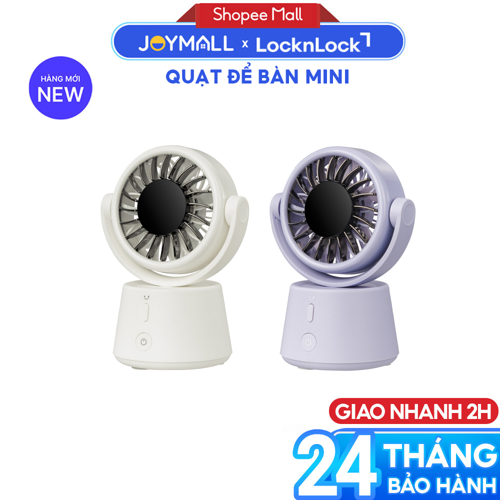 Quạt Để Bàn Mini LocknLock Pin 3600mAh 5 Mức Độ Gió Xoay Tròn Tự Động ENF336, Hàng Chính Hãng - JoyM