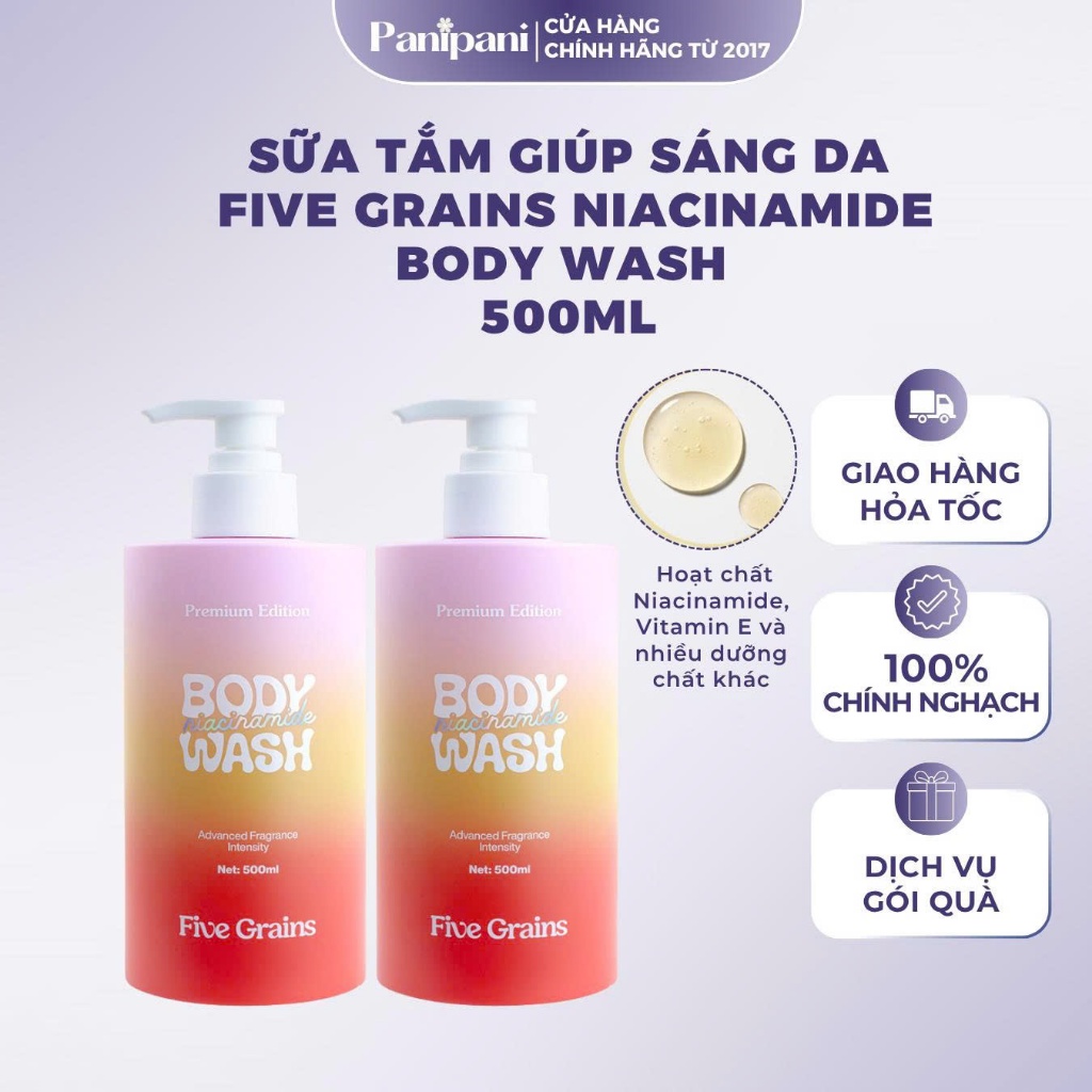Sữa tắm giúp sáng da Five Grains Niacinamide Body Wash 500ml