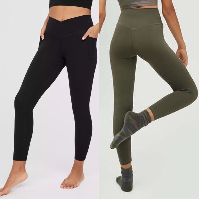 [40-70kg] Quần Legging Aerie Offline Tập Gym Tập Yoga Nữ Cạp Cao Chéo Co Giãn 4 Chiều Hàng Xuất
