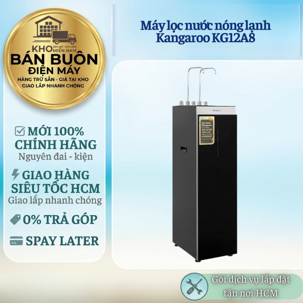 KG12A8 Máy lọc nước Kangaroo RO Hydrogen 12 lõi – Nóng lạnh Block, tạo nước kiềm KG12A8