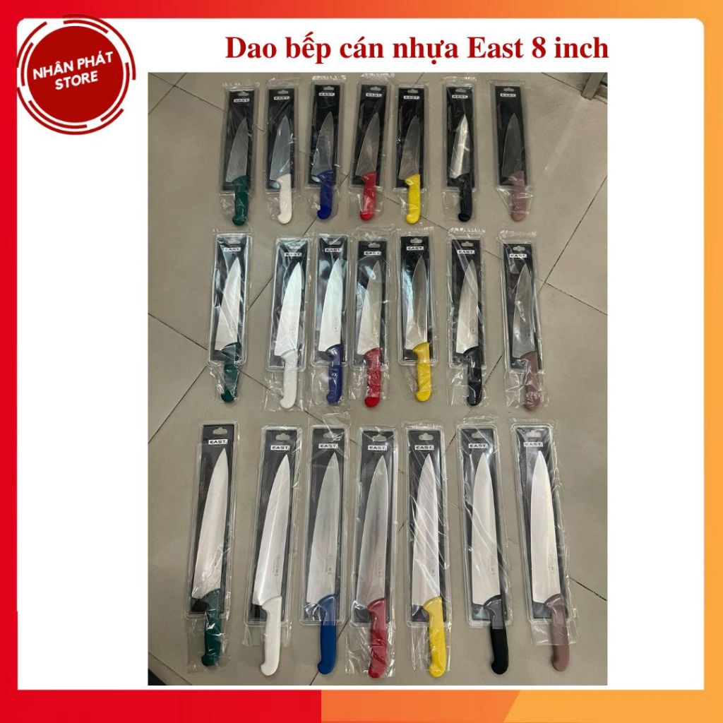 Dao bếp cán nhựa Thương hiệu East-Hồng Kông 8inch, nhiều màu