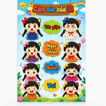 Cảm Xúc của bé, Tranh góc Steam , Steam mầm non , Tranh góc , góc stream mầm non, tranh dán tường