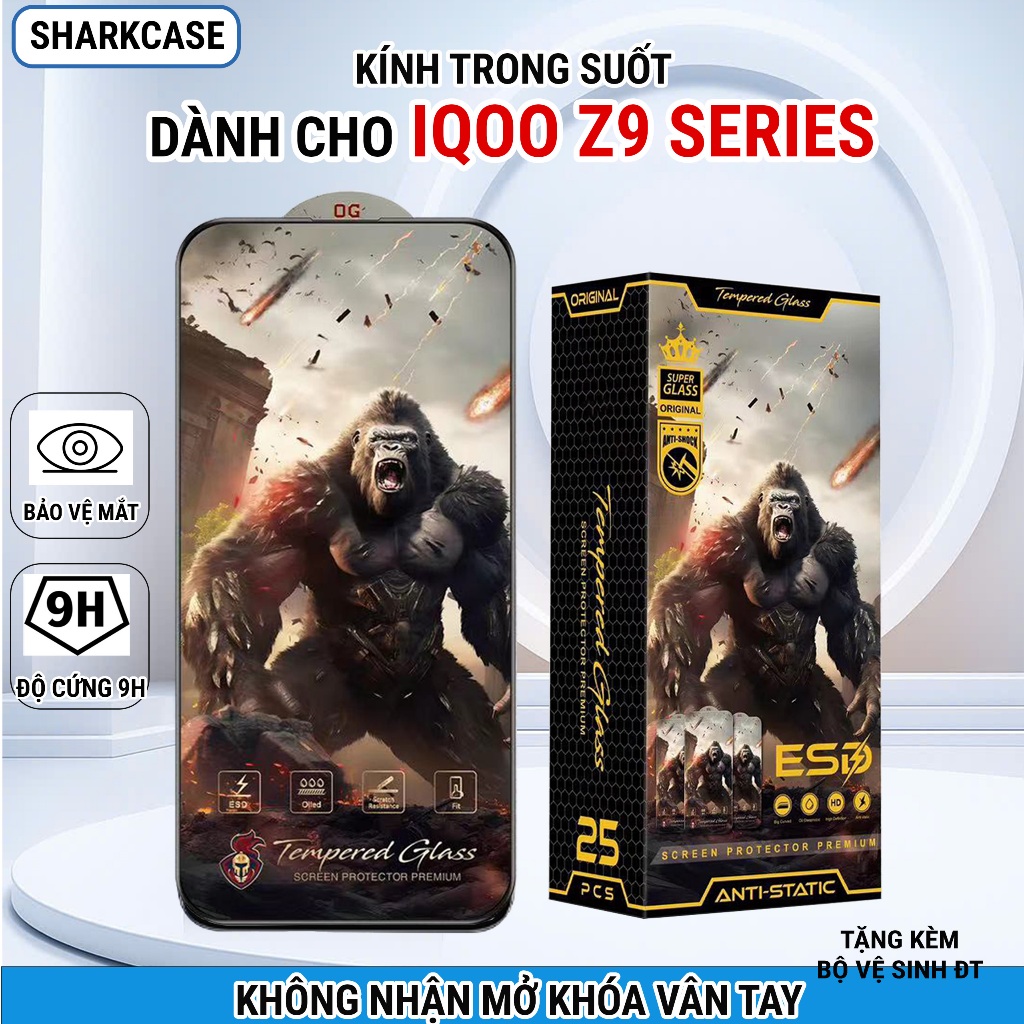Kính cường lực iQoo Z9 Turbo, Z9 5G, Z9x, Z9 Lite/Plus shark case chiến binh full màn