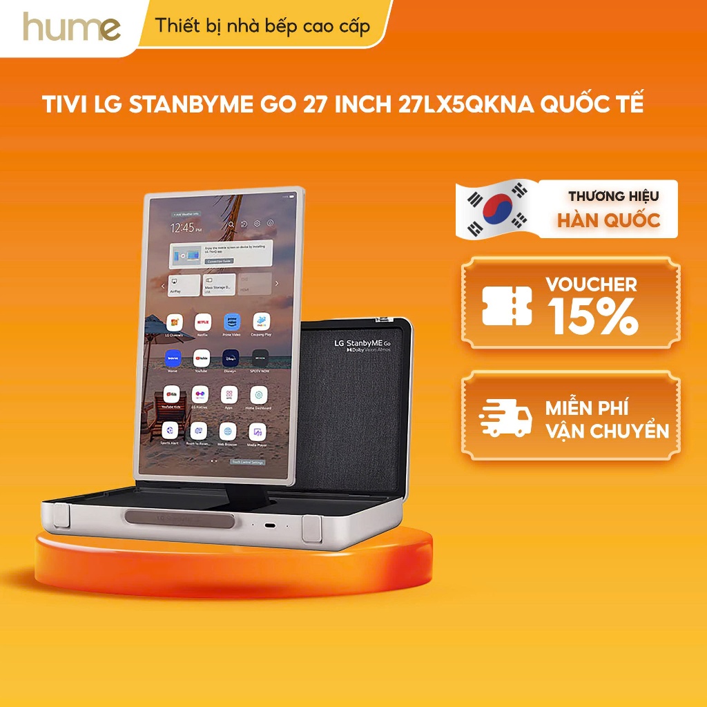 Tivi LG StanbyME Go 27inch 27LX5QKNA Quốc Tế - Màn Hình Cảm Ứng Dạng Vali, Pin 3 Giờ, Loa 20W
