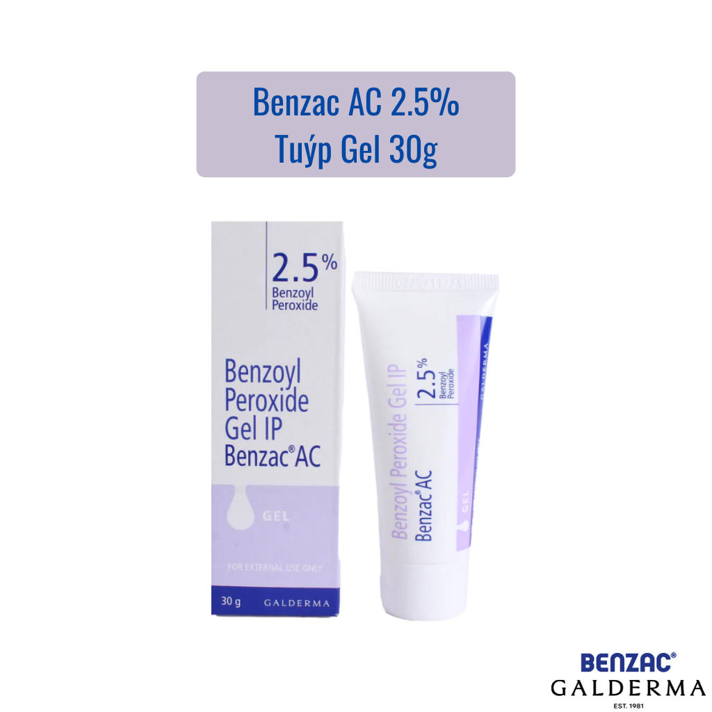 Benzac AC 2.5%/5% (Benzoyl Peroxide Gel IP) - Benzac Ấn, Gel Chấm Mụn, Mụn Trứng Cá, Sưng Tấy (Tuýp 30g) | BigBuy360 - bigbuy360.vn