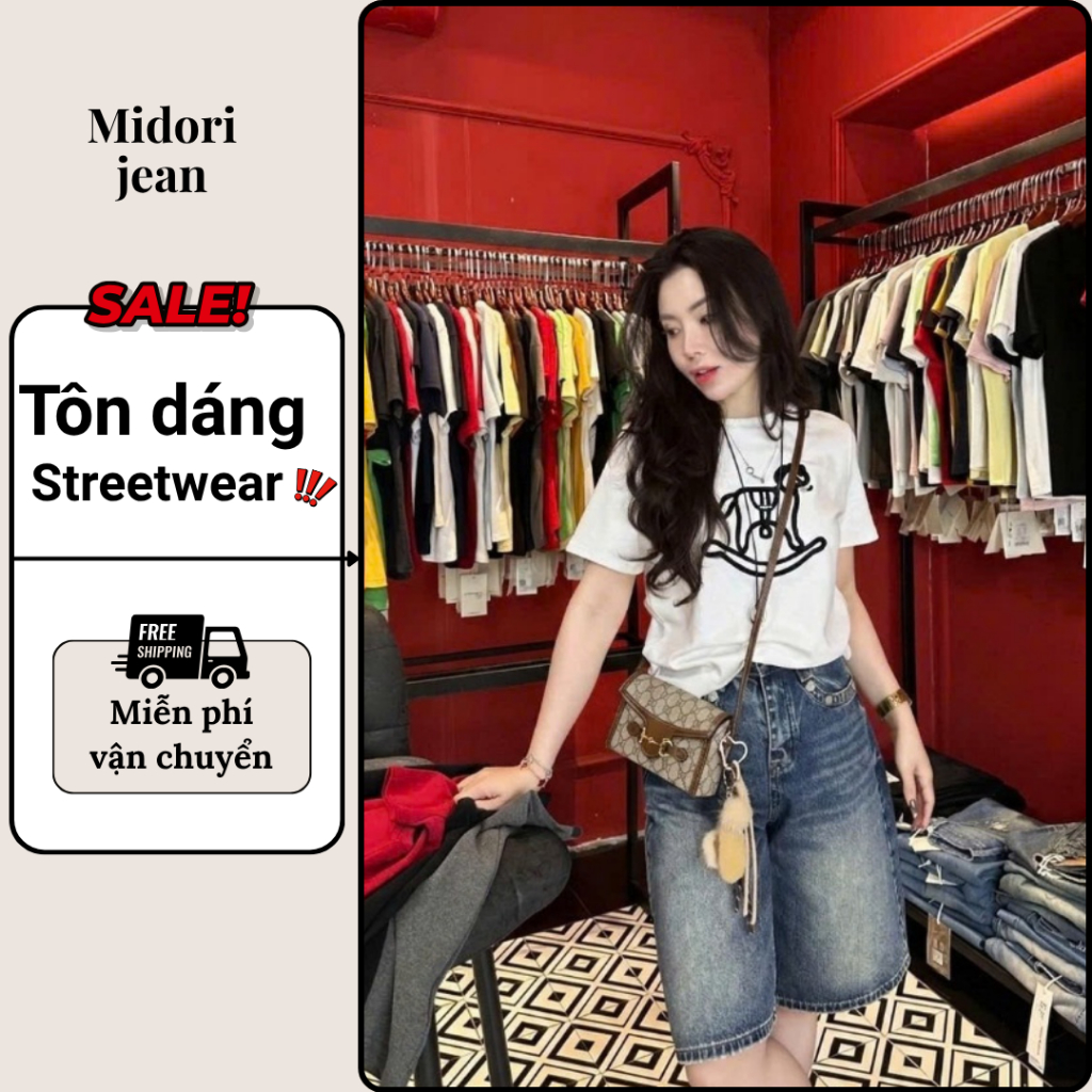 Quần short nữ ngắn ngang gối chất jean loại 1 M360