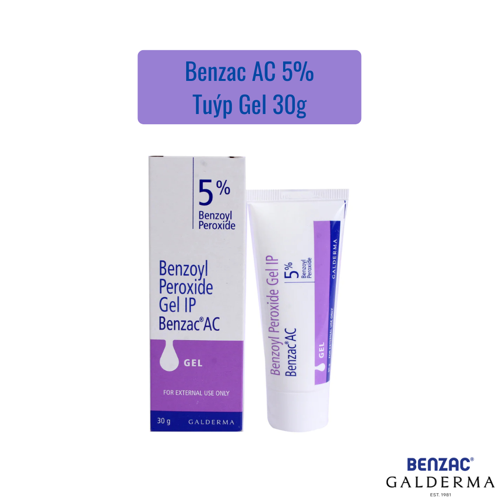 Benzac AC 2.5%/5% (Benzoyl Peroxide Gel IP) - Benzac Ấn, Gel Chấm Mụn, Mụn Trứng Cá, Sưng Tấy (Tuýp 30g) | BigBuy360 - bigbuy360.vn