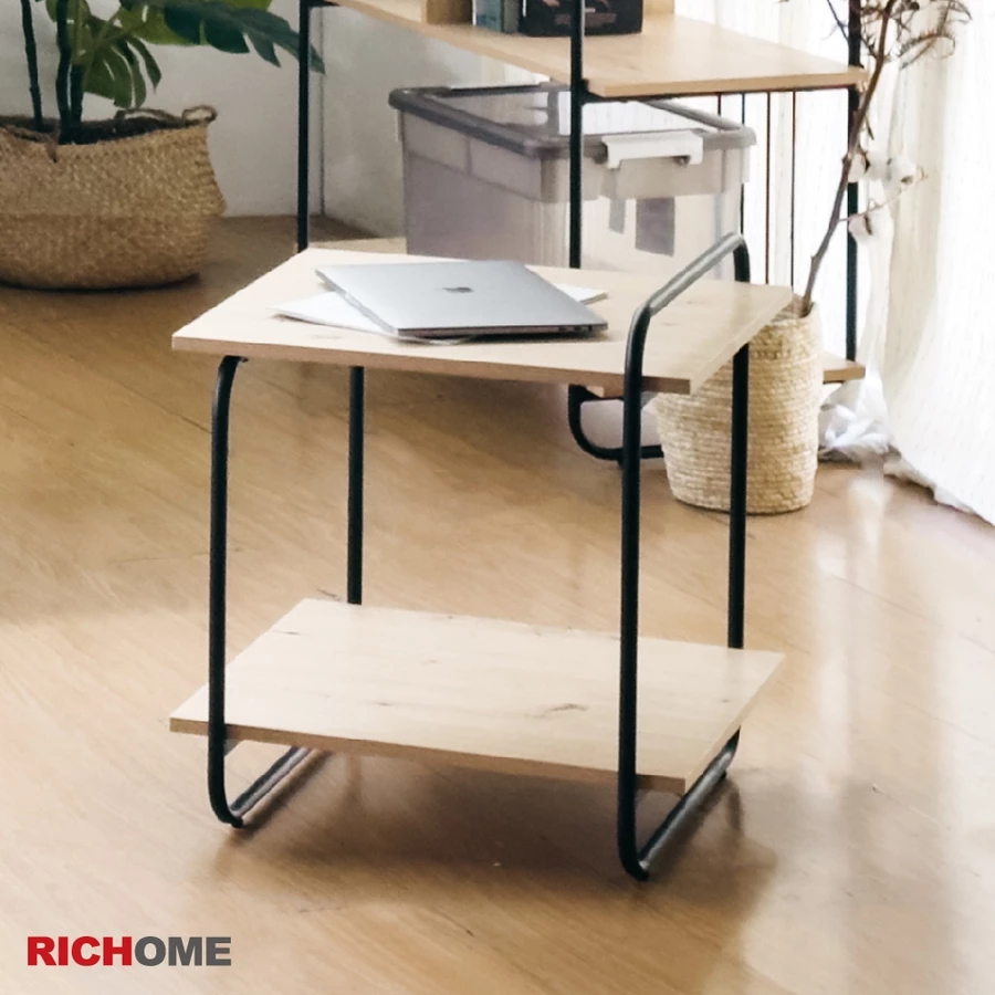 [FURNI HOME]  Kệ tab đầu giường, kệ để đồ nhỏ gọn RICHOME B-R-SH619BK. Mặt ván MDF phủ melamin, khun