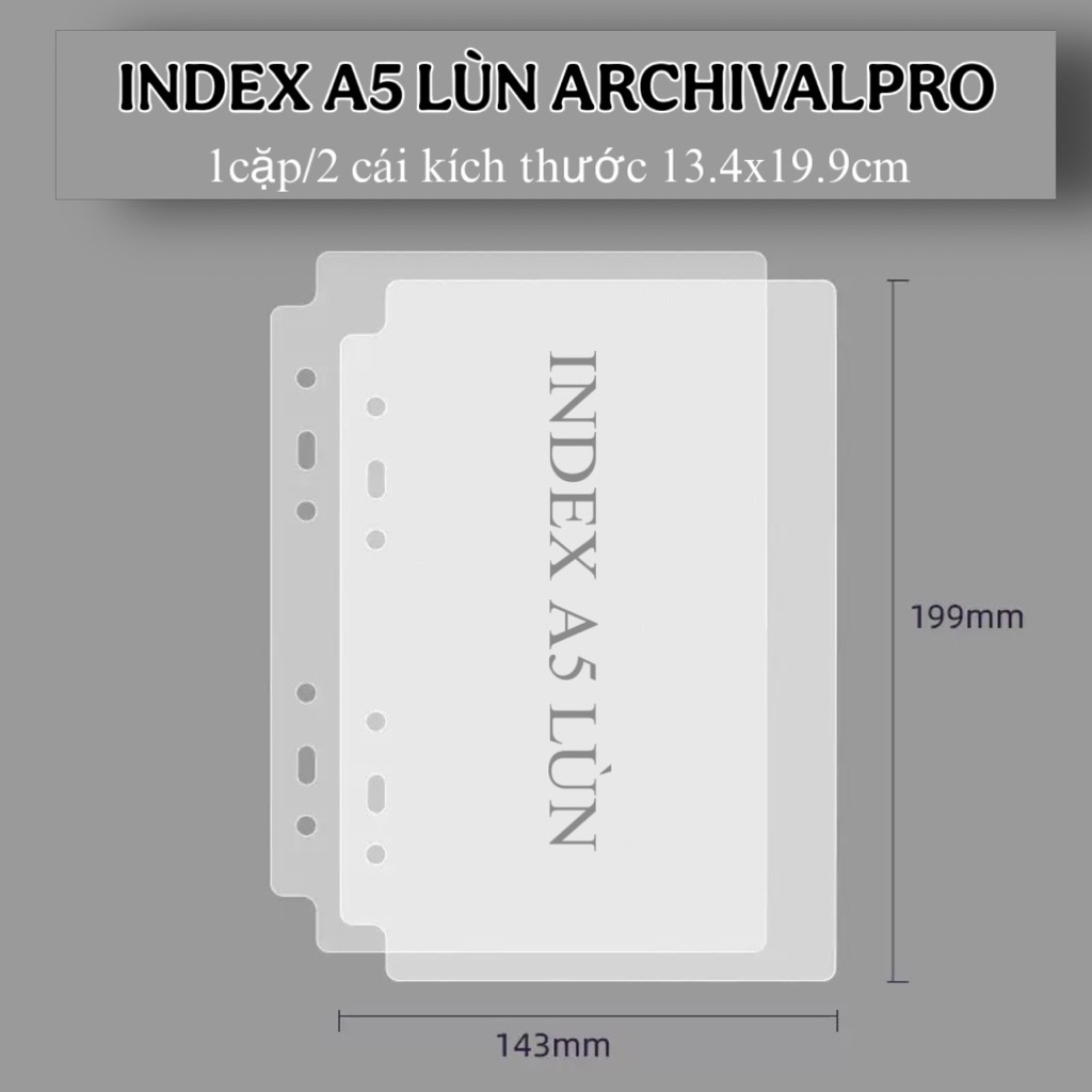 Index nhựa PP bền đẹp cho binder A4 A5