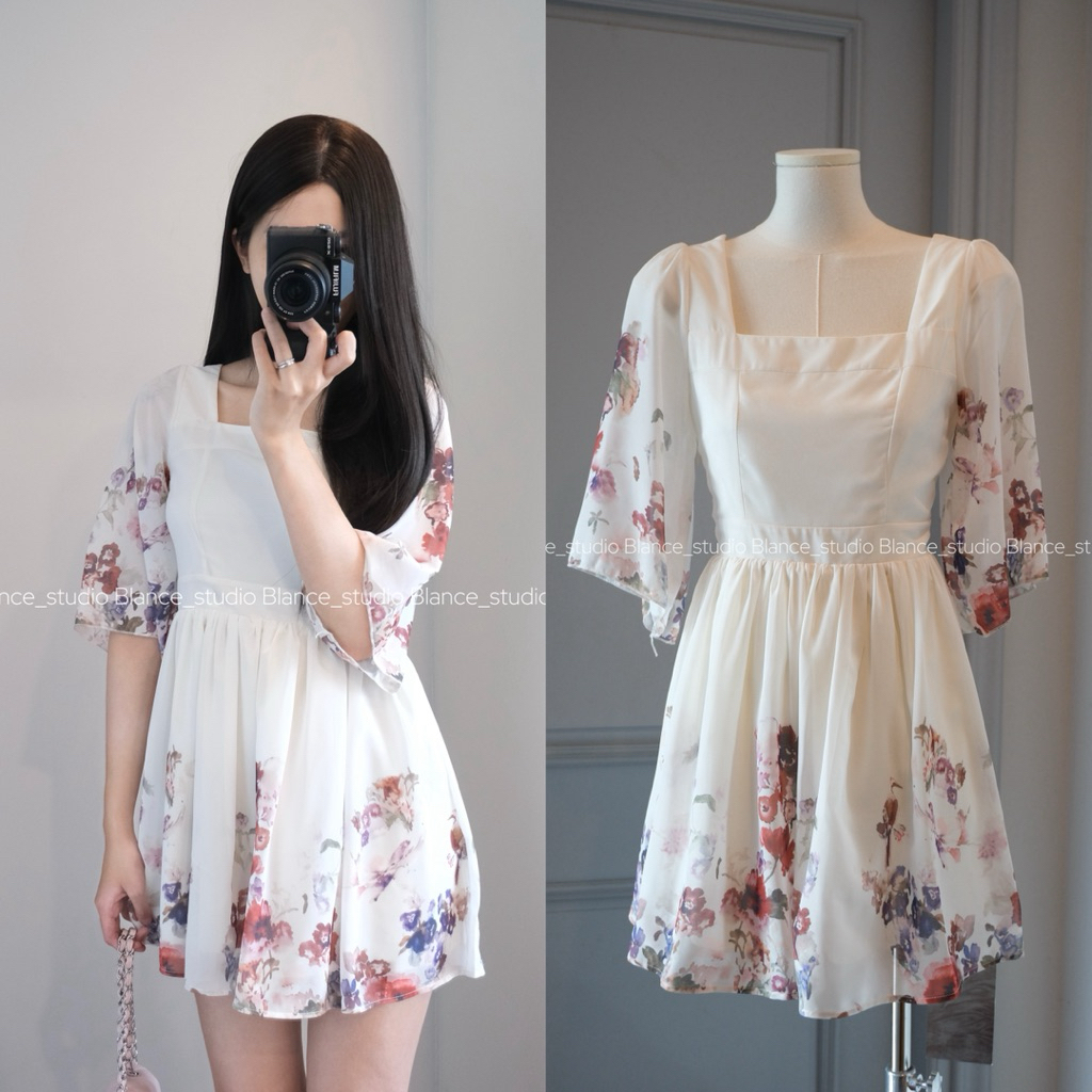 𝐁𝐋𝐀𝐍𝐂𝐄 𝐒𝐓𝐔𝐃𝐈𝐎 ♡ váy hoa lưng chun mềm mại qccc