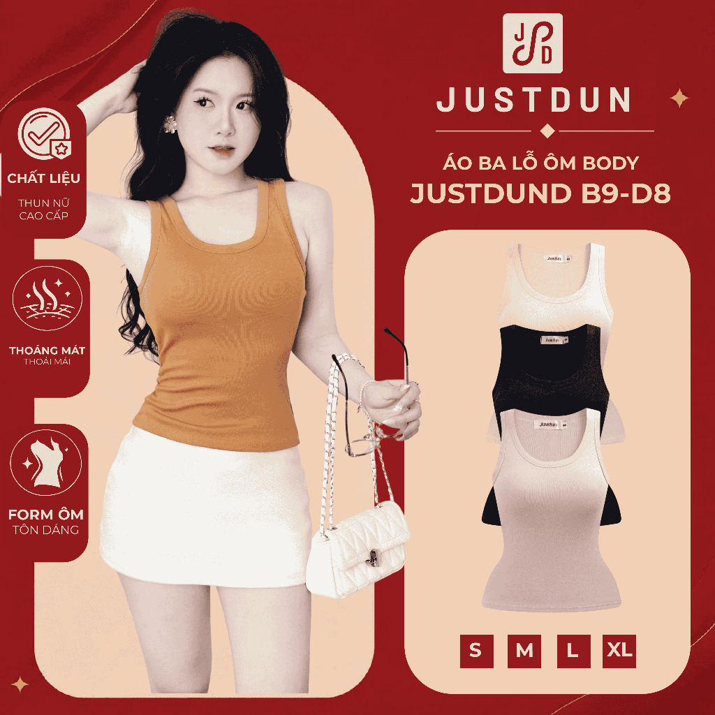 [KÈM MÚT] Áo Ba Lỗ Ôm Body Basic Cotton Mịn Tôn Dáng JUSTDUN D8