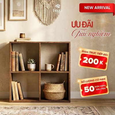 Kệ Sách Cube Chia Ô Để Sách, Đồ Gốm FEGO – Kệ Gỗ Plywood Đa Năng Trưng Bày Cửa Hàng, Phòng Khách