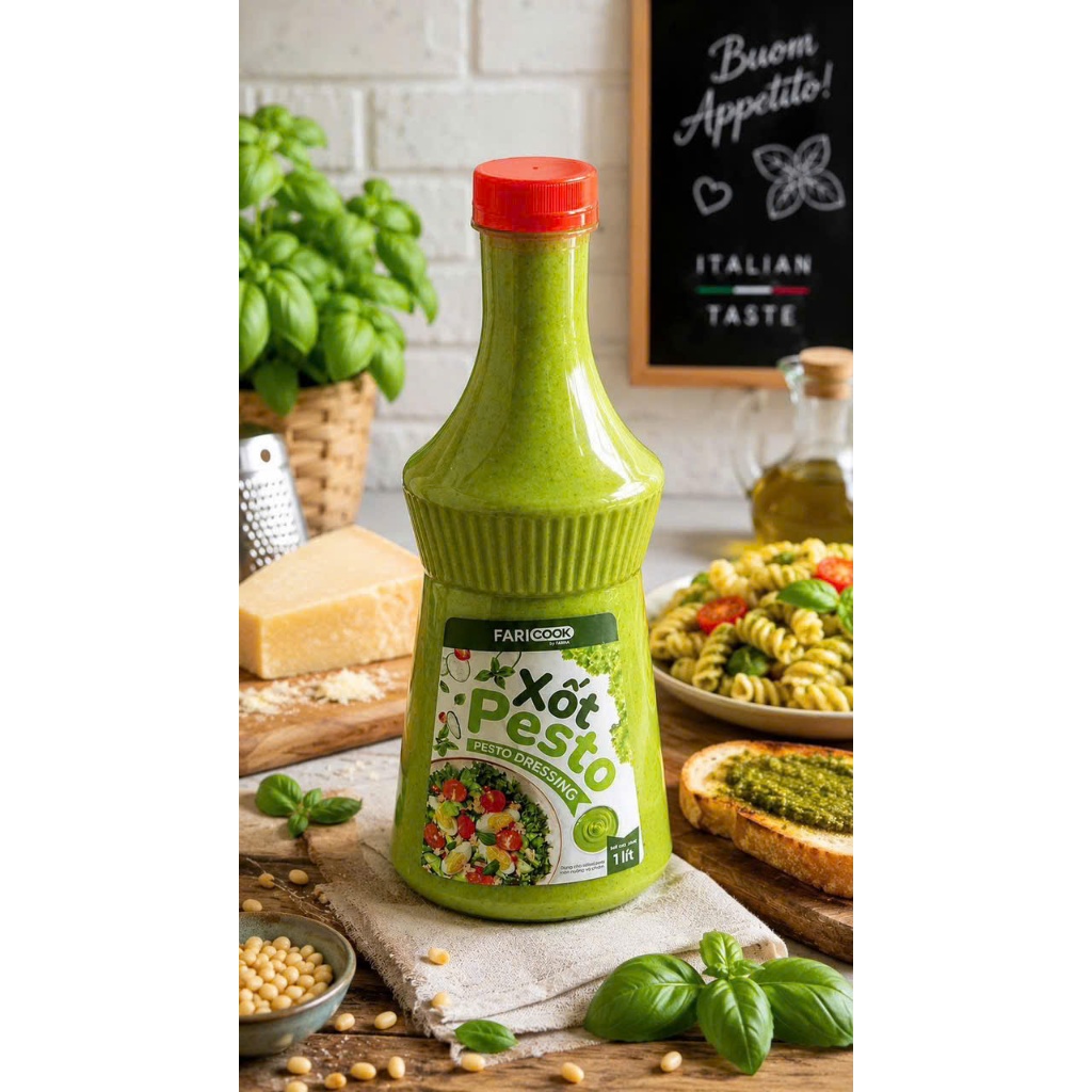 Sốt Pesto Lá Húng Tây 1kg – Nguyên Liệu Chuyên Quán Pasta Pizza