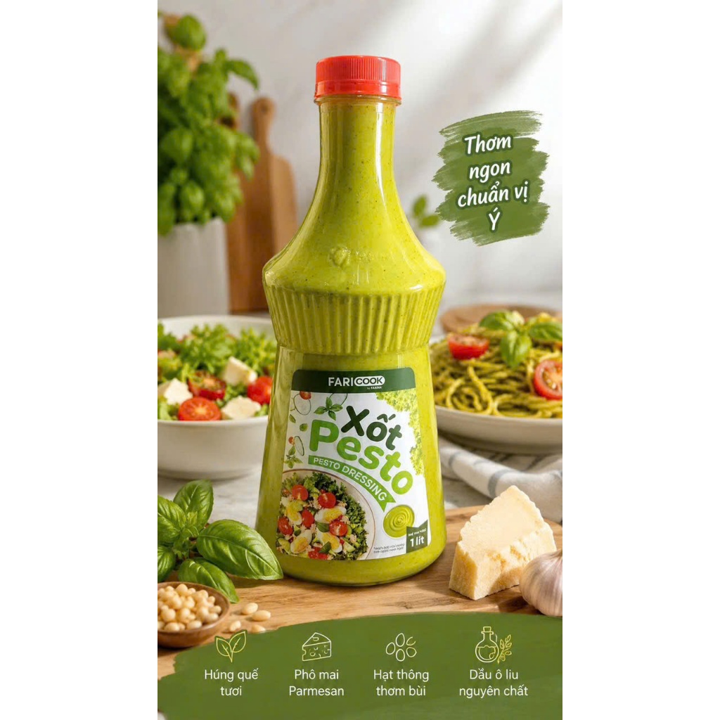 Sốt Pesto Lá Húng Tây 1kg – Chuyên Dùng Cho Pasta Pizza Và Món Âu